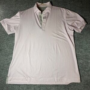 Johnnie-O Linxter Polo Shirt Mens Large Pink Pattern Golf Casual Missing Buttons